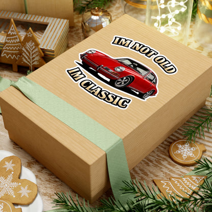 Sticker "IM NOT OLD IM CLASSIC" – Roter Oldtimer Sportwagen | Lustiges Geschenk für Autoliebhaber & Klassikerfans