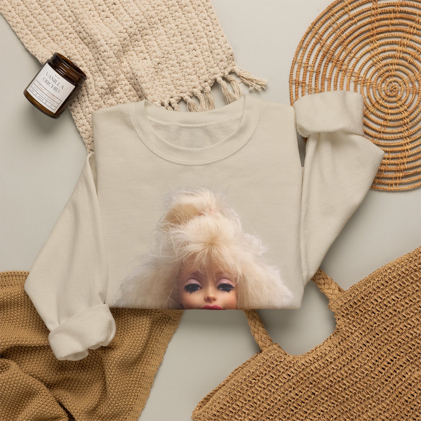 Retro Puppen Portrait T-Shirt Damen | 80er Jahre Blond Doll Fashion Shirt | Pinke Jacke Vintage Style Geschenk
