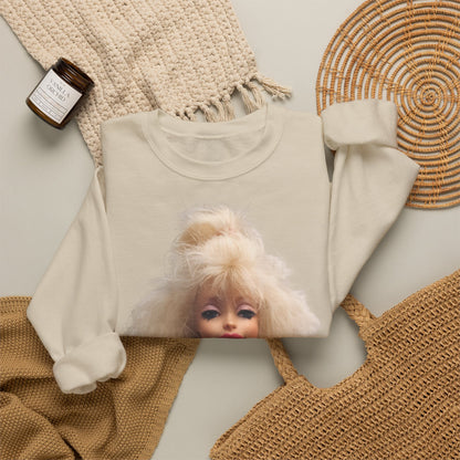 Retro Puppen Portrait T-Shirt Damen | 80er Jahre Blond Doll Fashion Shirt | Pinke Jacke Vintage Style Geschenk