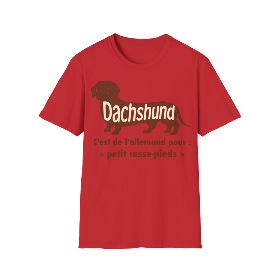 T-shirt Teckel « Dachshund – c'est de l'allemand pour petit casse-pieds » – Cadeau humour chien vintage