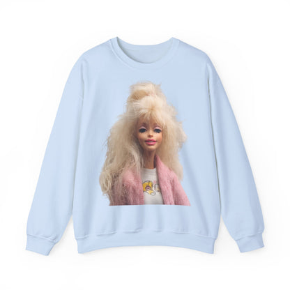 Retro Puppen Portrait T-Shirt Damen | 80er Jahre Blond Doll Fashion Shirt | Pinke Jacke Vintage Style Geschenk