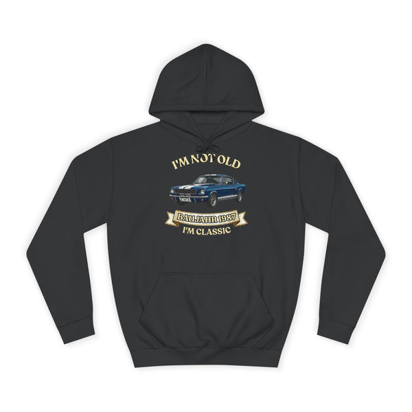 Geschenk zum 40. Geburtstag – Hoodie Jahrgang 1987 Muscle Car – Jet Black – Vorderseite