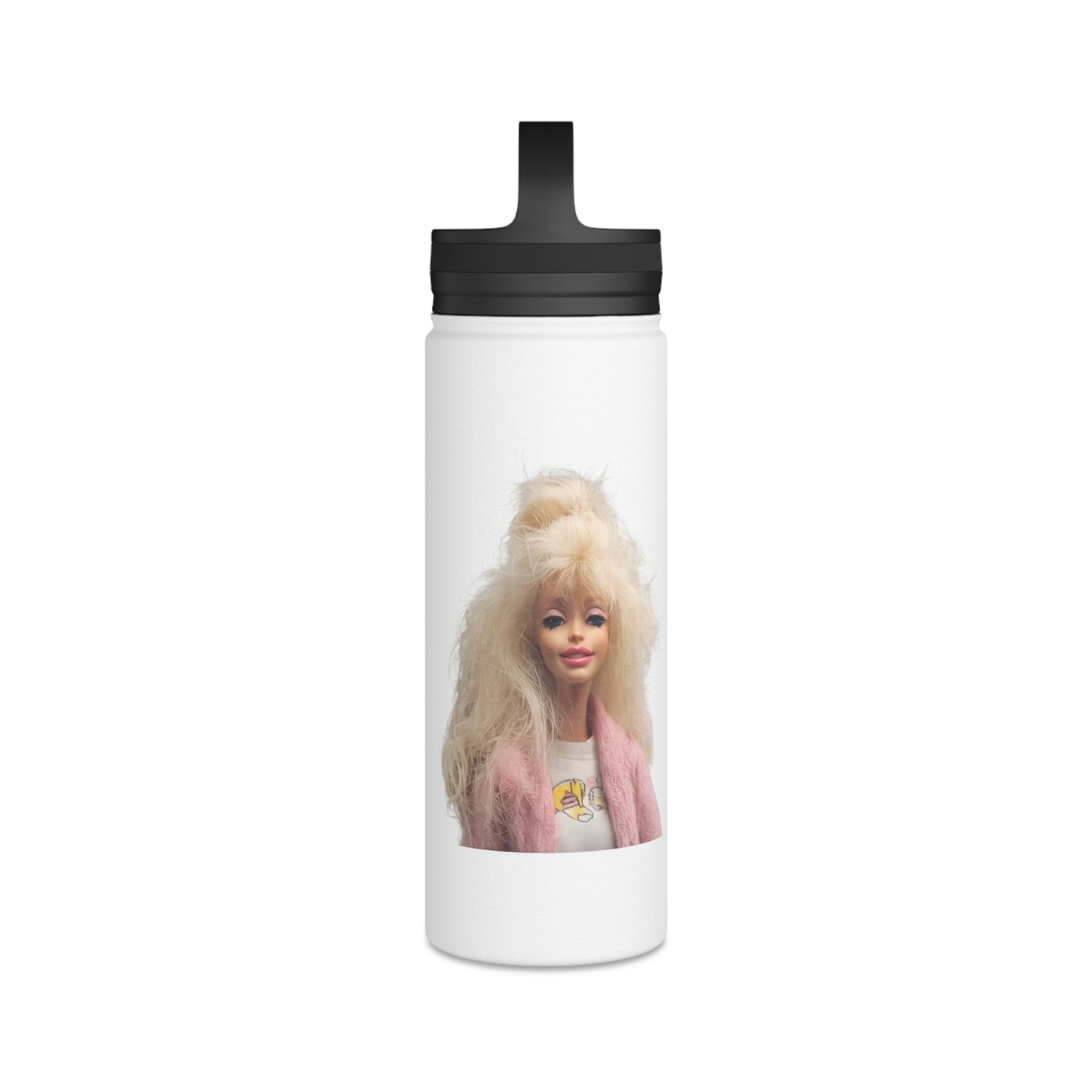 Isolierte Edelstahl-Trinkflasche mit süßem Blonde Doll Motiv – Retro Puppen-Design mit Griff-Deckel, Geschenk für Frauen & Mädchen
