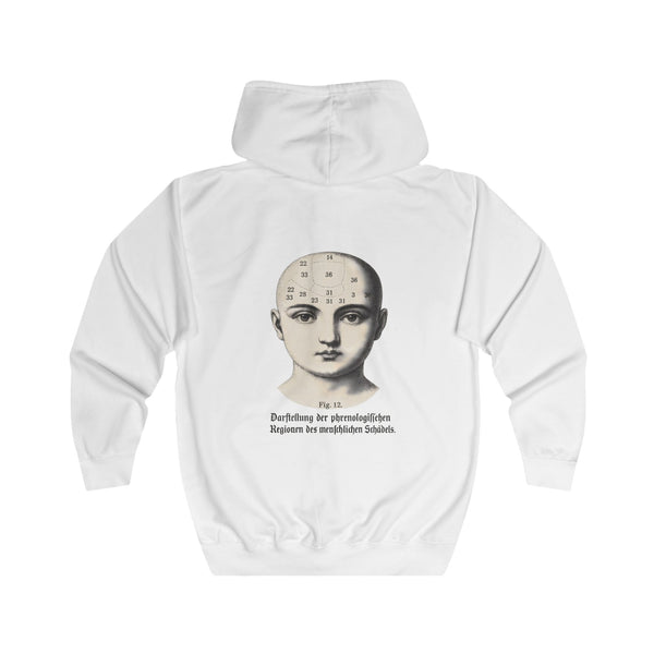 Vintage Sweatjacke „Phrenologie Fig. 12“ – Zip-Hoodie mit Rückendruck – Arctic White – Rückenansicht