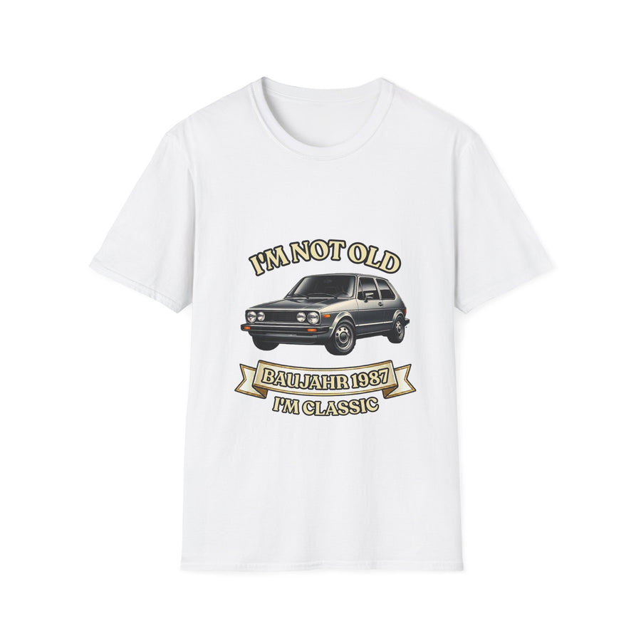 Geschenk zum 40. Geburtstag – T-Shirt Jahrgang 1987 VW Golf – White – Vorderseite