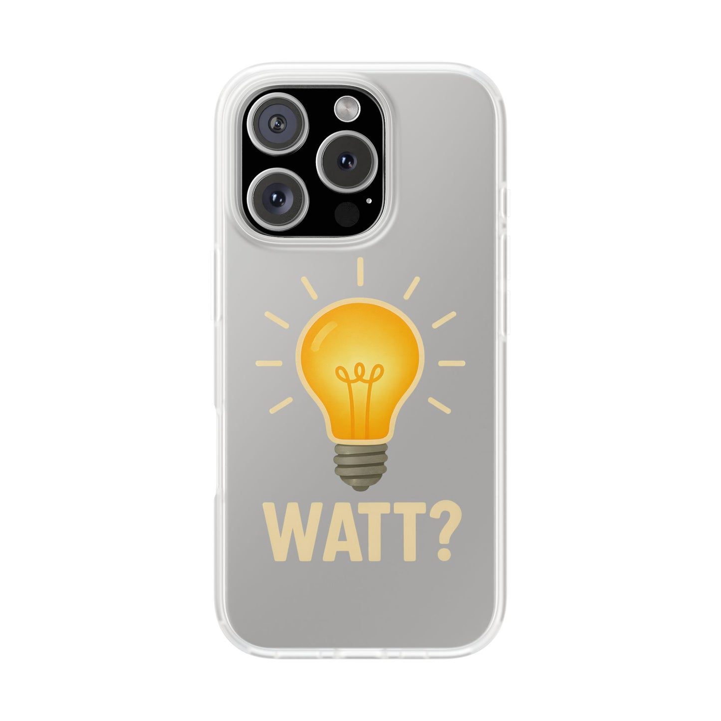 Coque de téléphone WATT? avec motif ampoule | Protection ludique pour les passionnés de technologie et d'électronique