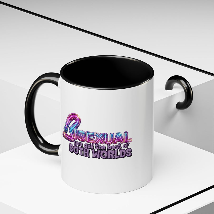 Mug Bisexual – You Get The Best Of Both Worlds | Effet paillettes coloré pour Bi Pride & CSD