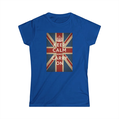Keep Calm and Carry On Dames Shirt – Union Jack Kroon Vintage Brits Engeland Retro T-Shirt