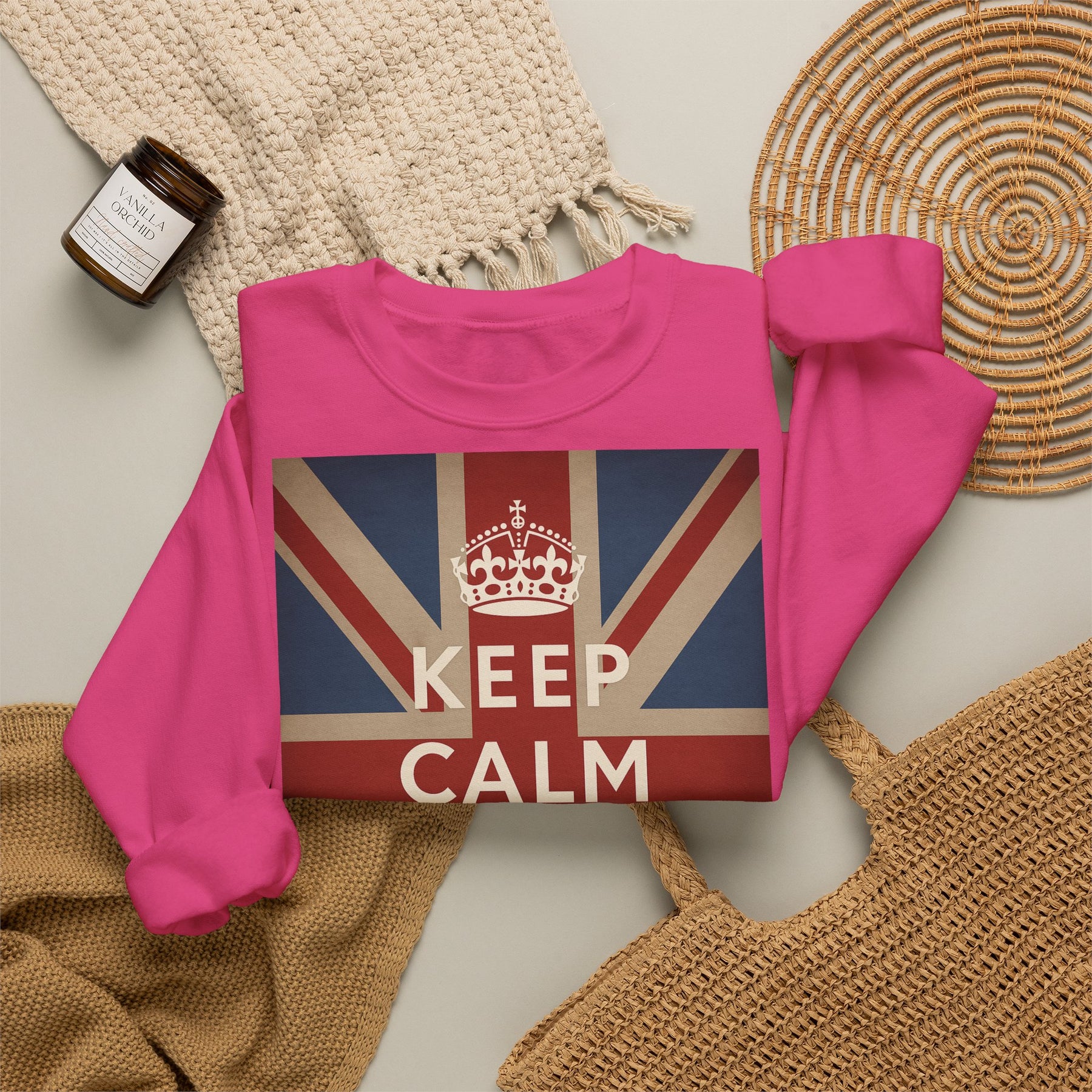 True Insights Vintage Pullover Keep Calm and Carry On Britische Flagge Krone perfektes Geschenk für UK Fans