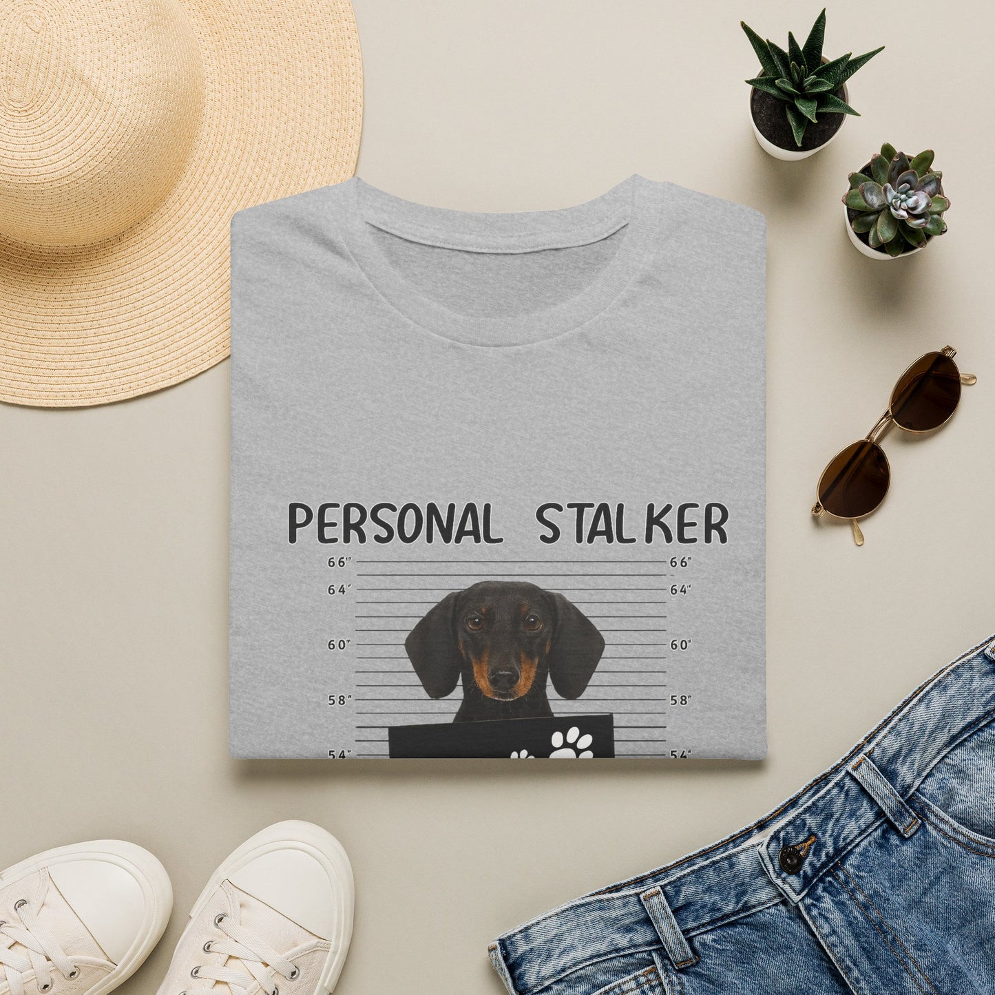 Dackel Personal Stalker T-Shirt - Lustiges Hunde Shirt für Dackelbesitzer - I Will Follow You Wherever You Go - Geschenk für Hundeliebhaber