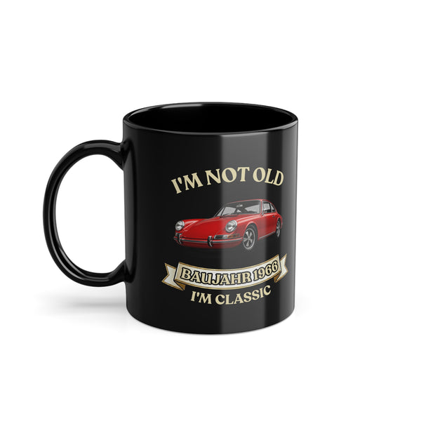 True Insights Jahrgang 1966 Tasse Roter Sportwagen in Black