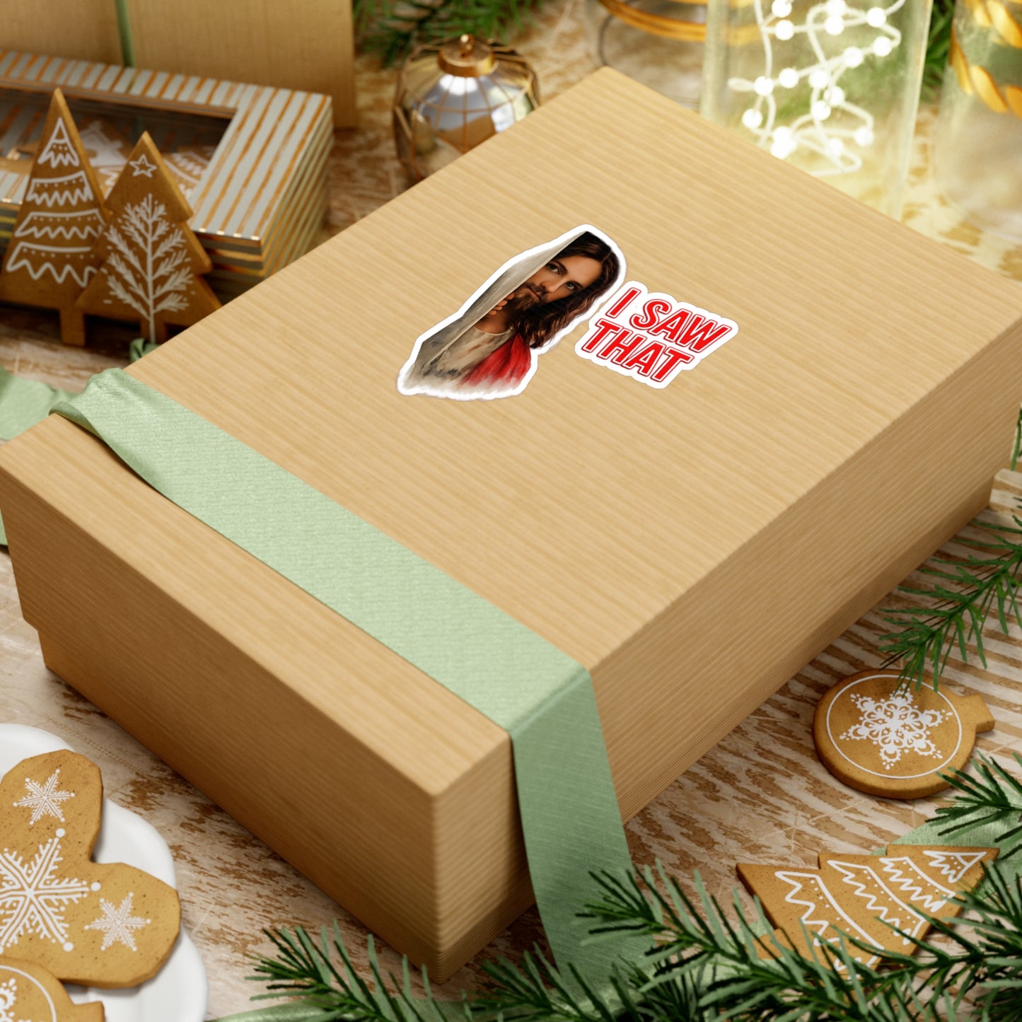 I SAW THAT Jesus Sticker – Lustiger Meme Aufkleber, christlicher Humor, witziges Geschenk für Gläubige & Meme-Fans