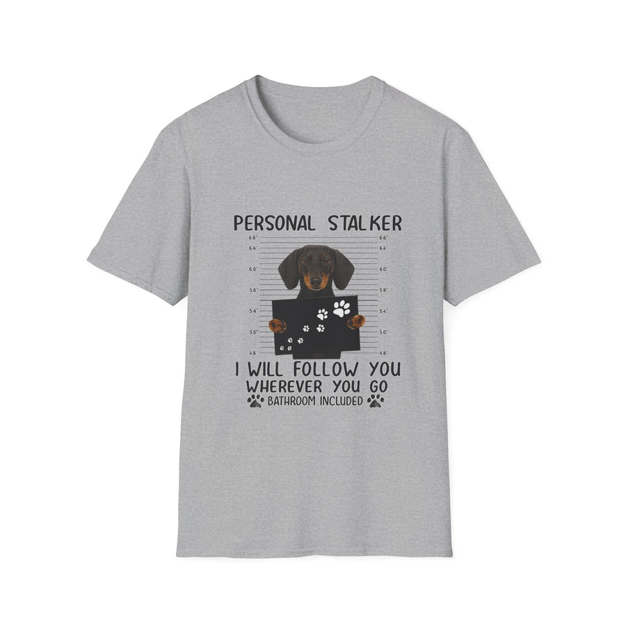 True Insights T-Shirt Dackel Personal Stalker in Sport Grey, lustiges Hunde Motiv Shirt