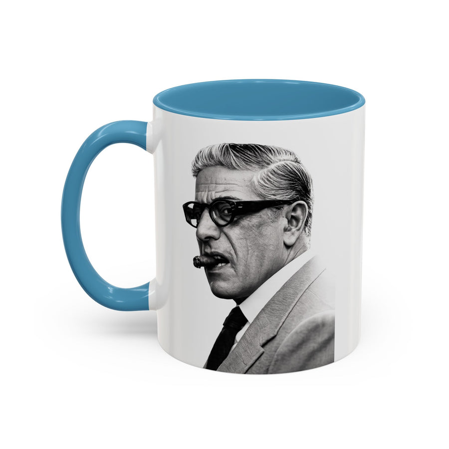 Mug Aristoteles Onassis – Portrait noir & blanc avec cigare & lunettes | Mug coloré pour fans d'histoire & de style
