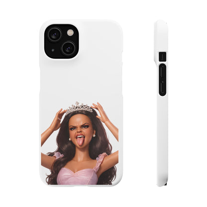 Barbicore Handyhülle – Frecher Beauty Queen Look mit Tiara & Zunge raus | Pink Puppen-Style Case für Fashion-Fans