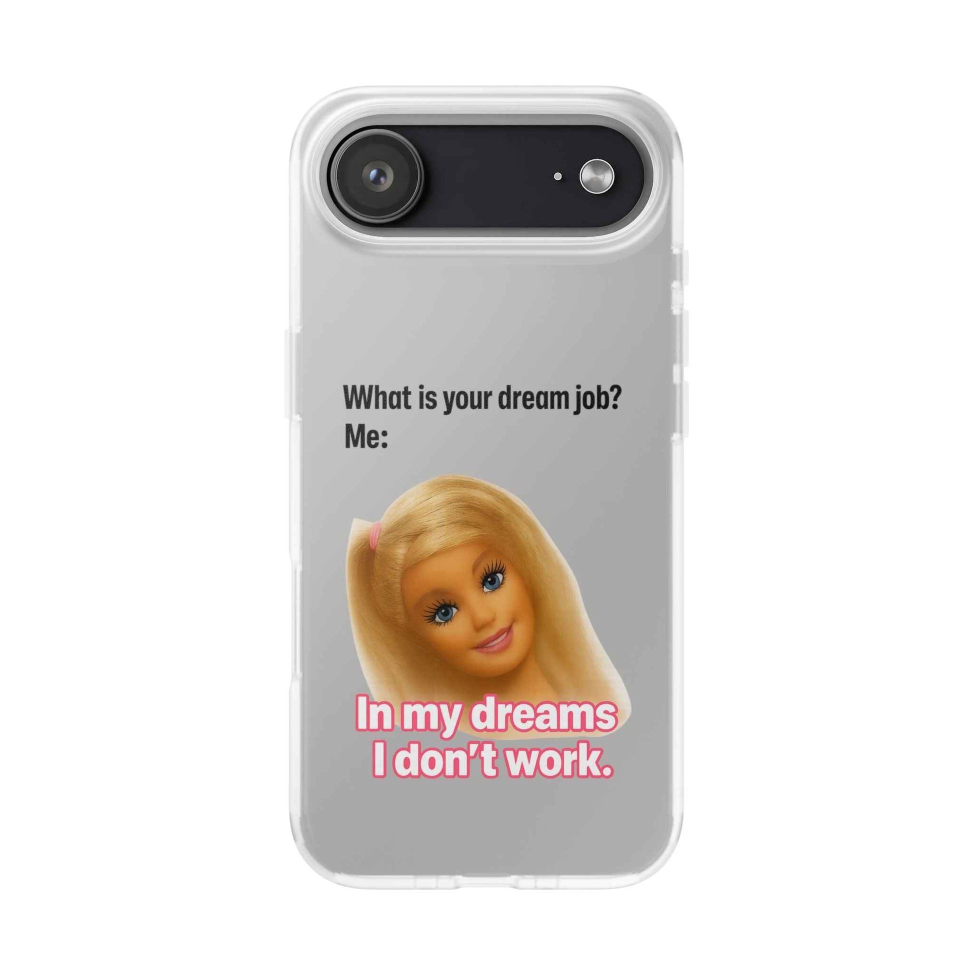 Traumjob Handyhülle – Satirische Anti-Work Phone Case mit Puppen-Illustration