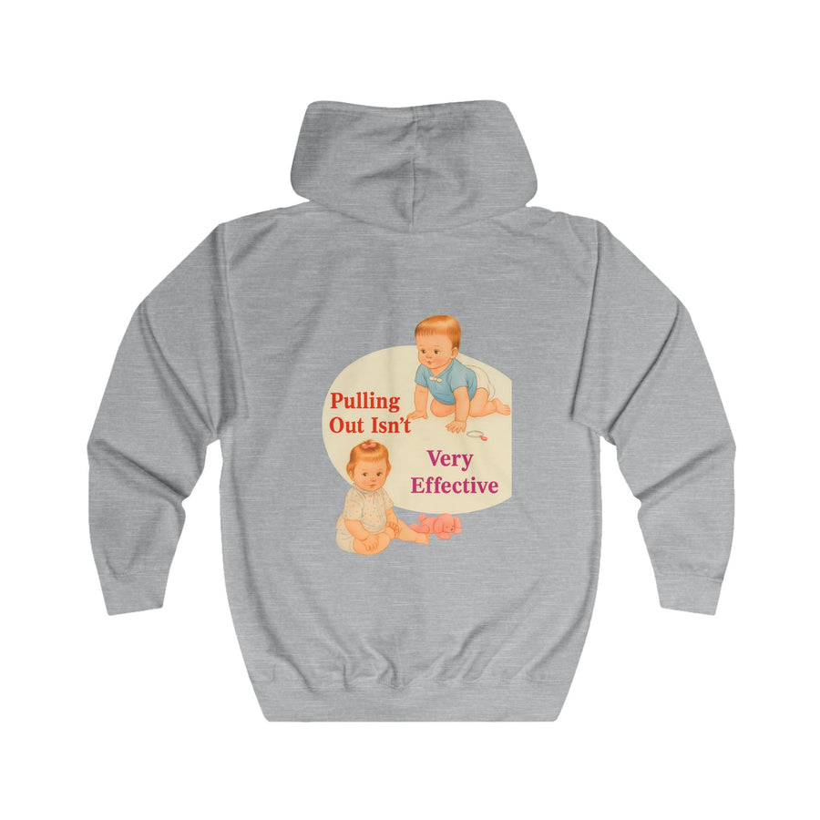 Pulling Out Isn't Very Effective Zip-Hoodie – Sarkastisches Retro-Baby-Motiv