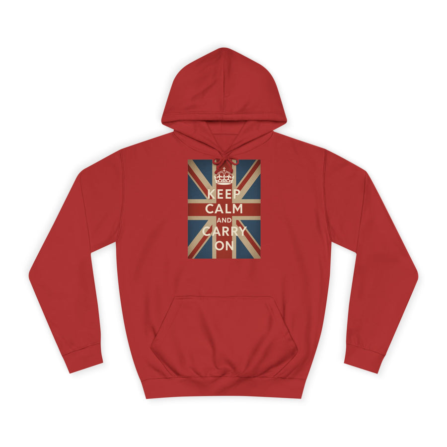 Sweat à Capuche Keep Calm and Carry On – Union Jack Drapeau Britannique Couronne Vintage Rétro pour Fans du UK