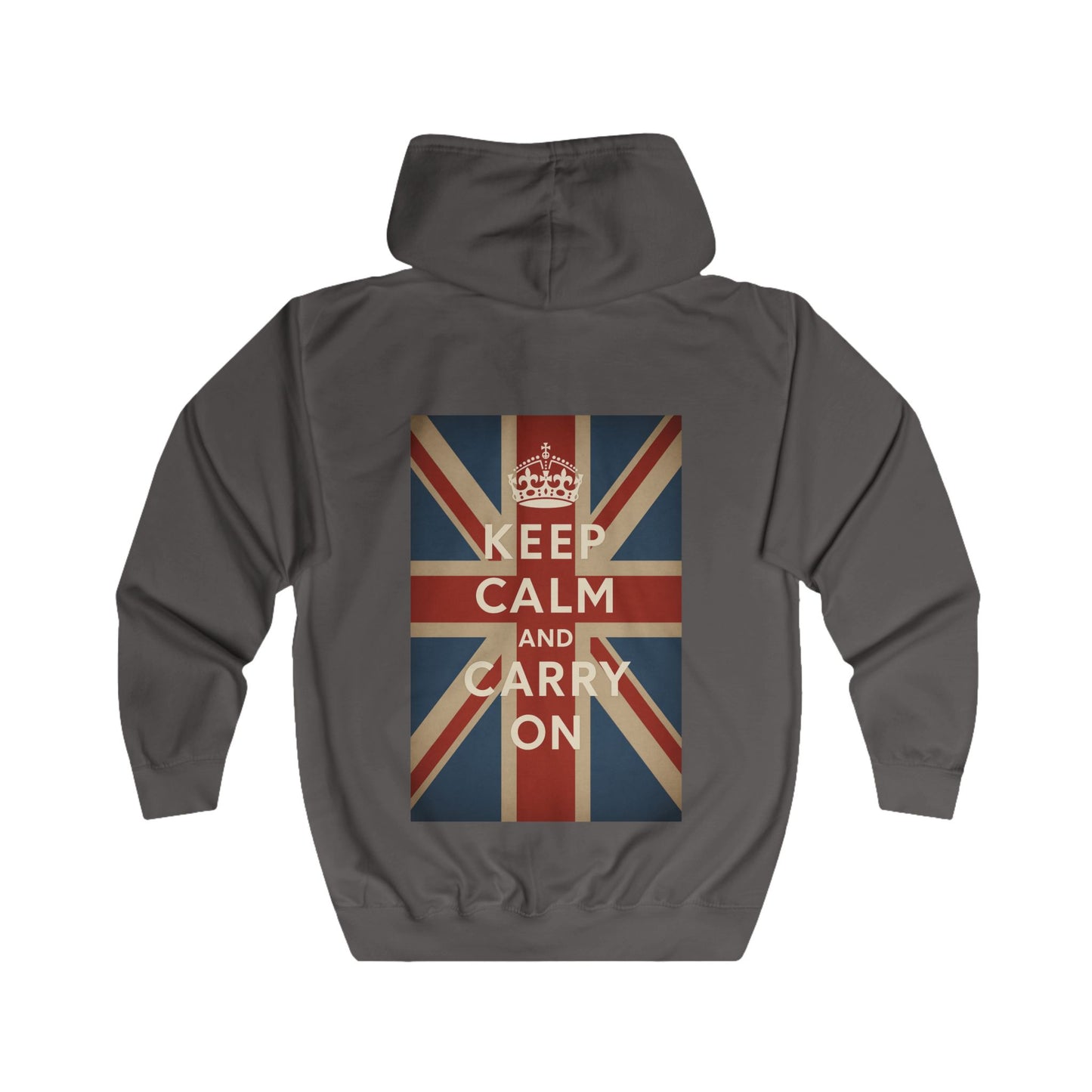 Keep Calm and Carry On Zip Hoodie - Union Jack Kult-Motief - Vintage UK Britse Retro Hoodie