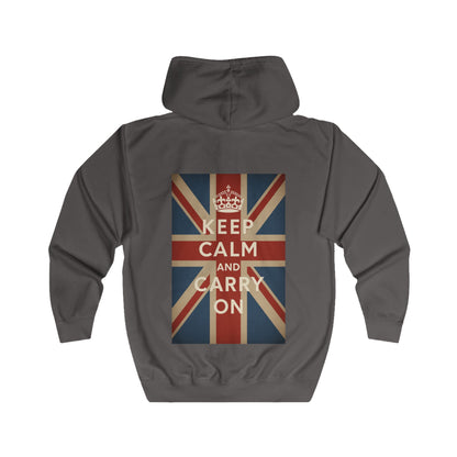 Keep Calm and Carry On Zip Hoodie - Union Jack Kult-Motief - Vintage UK Britse Retro Hoodie