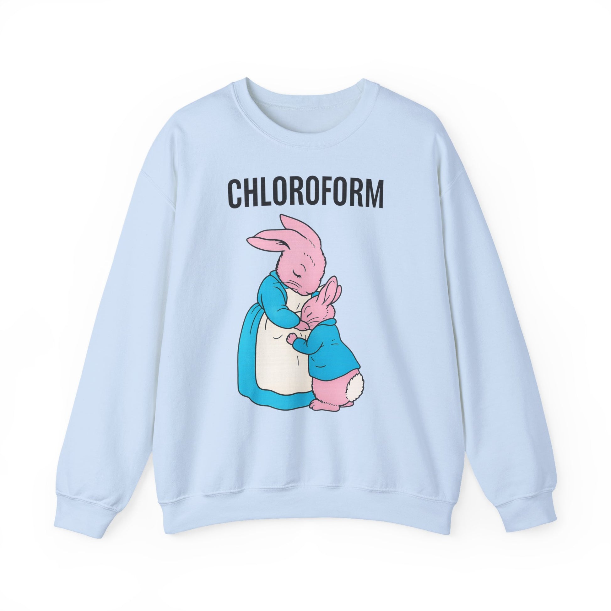 „CHLOROFORM“ – Retro-Sweatshirt mit Hasen und bösem Twist – Freches Satire-Design für mutige Statements | True Insights