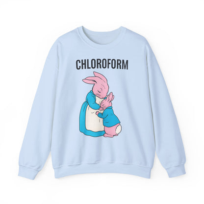 „CHLOROFORM“ – Retro-Sweatshirt mit Hasen und bösem Twist – Freches Satire-Design für mutige Statements | True Insights