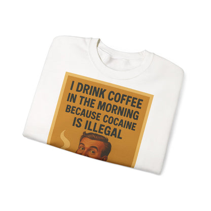 Sweatshirt – Drink Coffee Because Cocaine is Illegal – Lustiges Kaffee-Sweatshirt im Retro-Stil | True Insights Design mit Humor