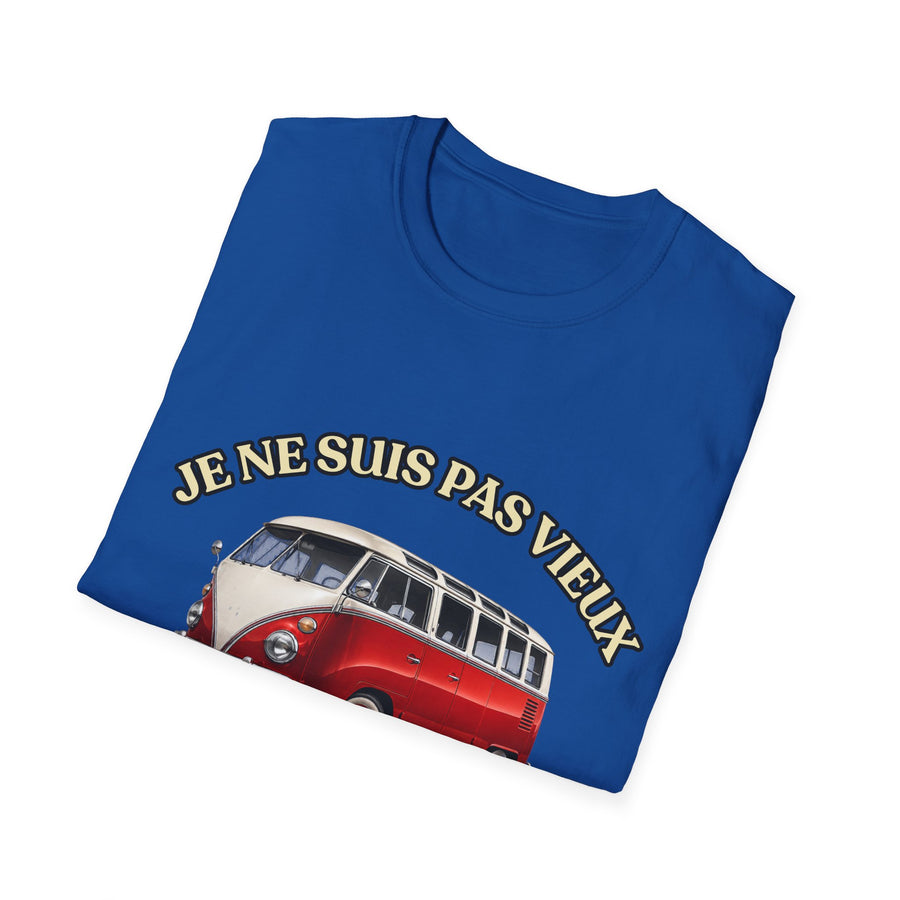 T-shirt Millésime 1996 « Je ne suis pas vieux, je suis vintage » – Cadeau anniversaire 30 ans homme – Combi rouge et blanc, voiture ancienne rétro