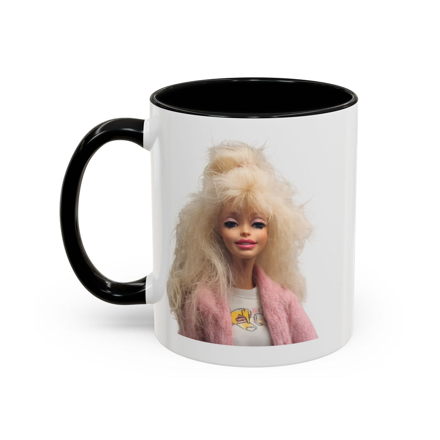 Mug Poupée Rétro Années 80 | Blonde Culte Brushing & Veste Rose | Tasse Café Cadeau Fans Nostalgie & Barbie