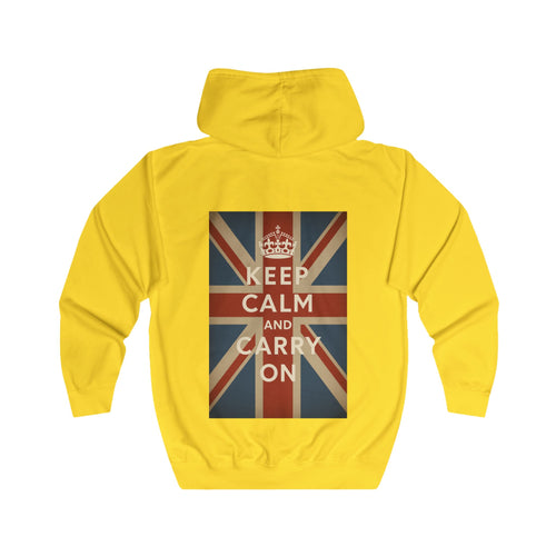 Keep Calm and Carry On Zip Hoodie - Union Jack Kult-Motiv - Vintage UK Britannien Retro Kapuzenjacke