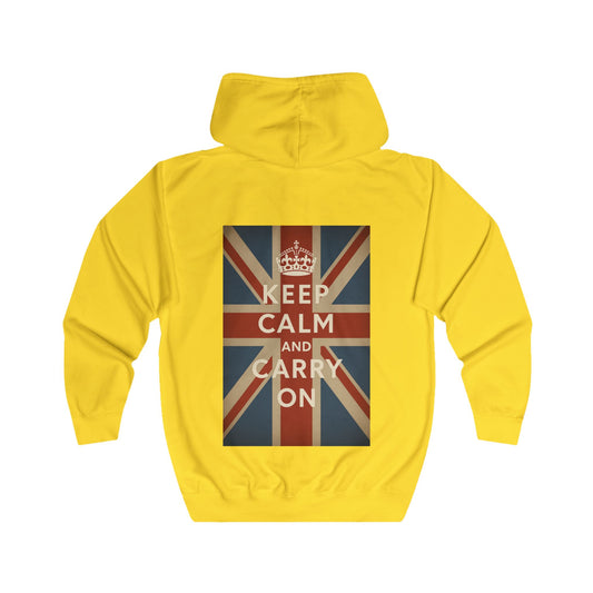 Keep Calm and Carry On Zip Hoodie - Union Jack Kult-Motiv - Vintage UK Britannien Retro Kapuzenjacke