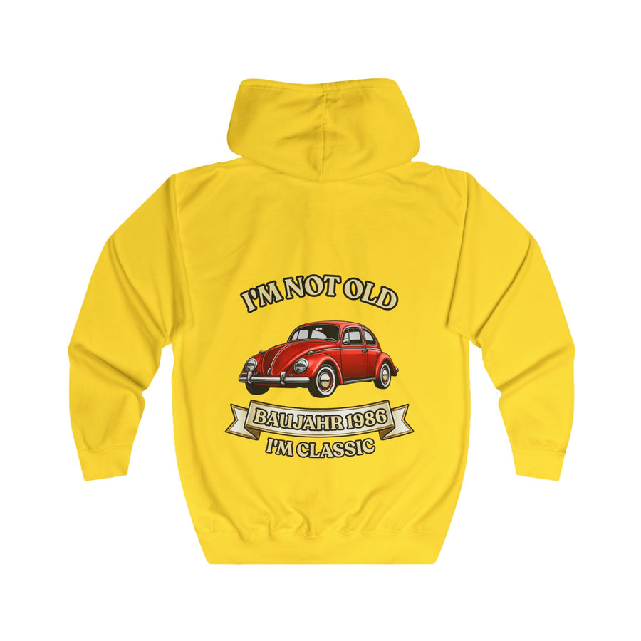 True Insights Geschenk zum 40. Geburtstag – Sweatjacke Jahrgang 1986 VW Käfer | Zip-Hoodie mit Rückendruck