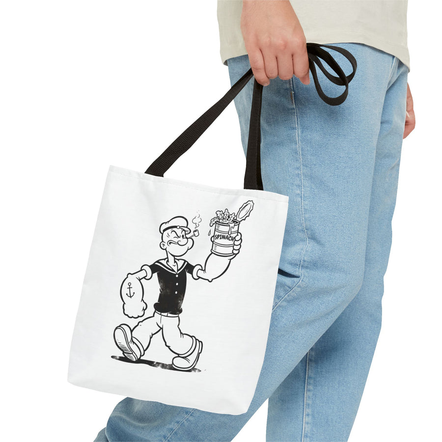 Popeye Spinat Dose Comic Kult Tote Bag – Retro Sailor Beutel aus Polyester, ideal für Comic-Fans & Nostalgiker
