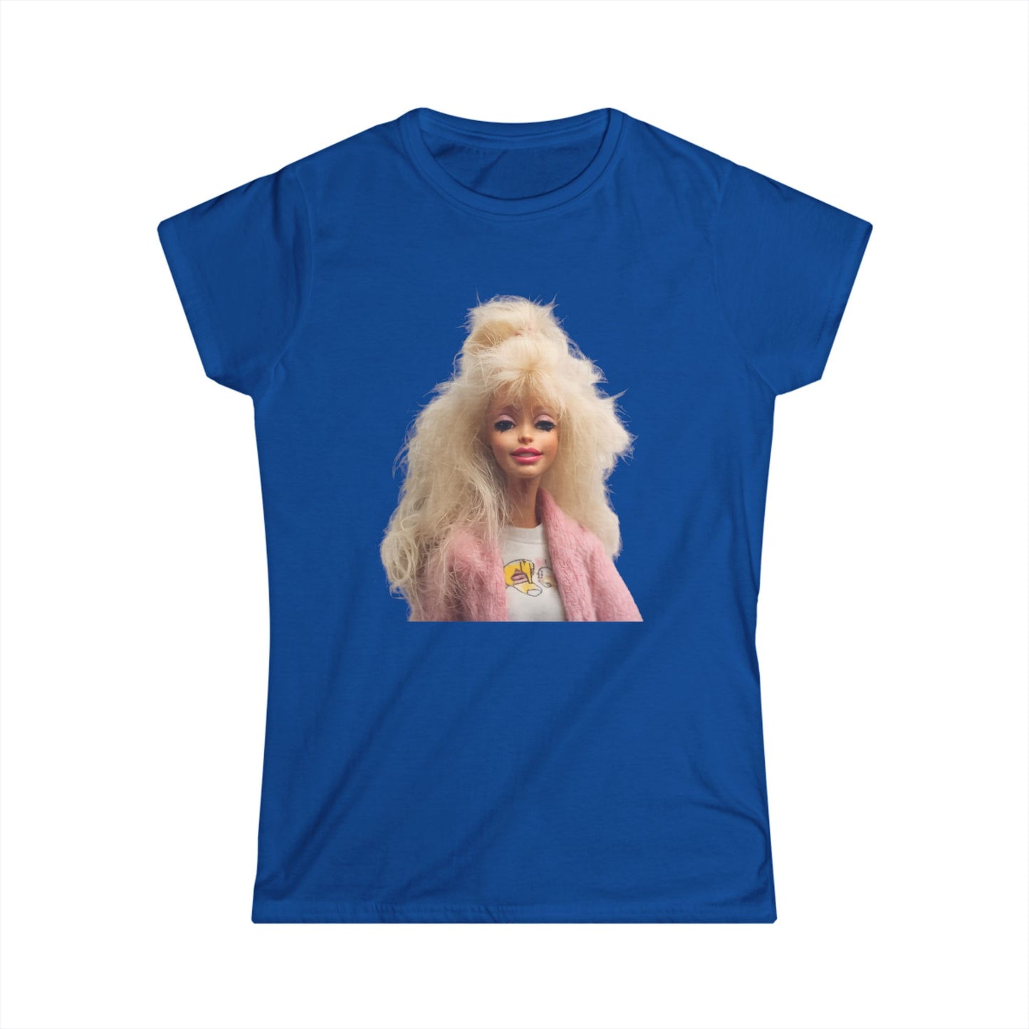Retro Puppe Damen T-Shirt | Blondes Fashion Doll Motiv 80er 90er Style | Trendiges Statement Shirt für Frauen