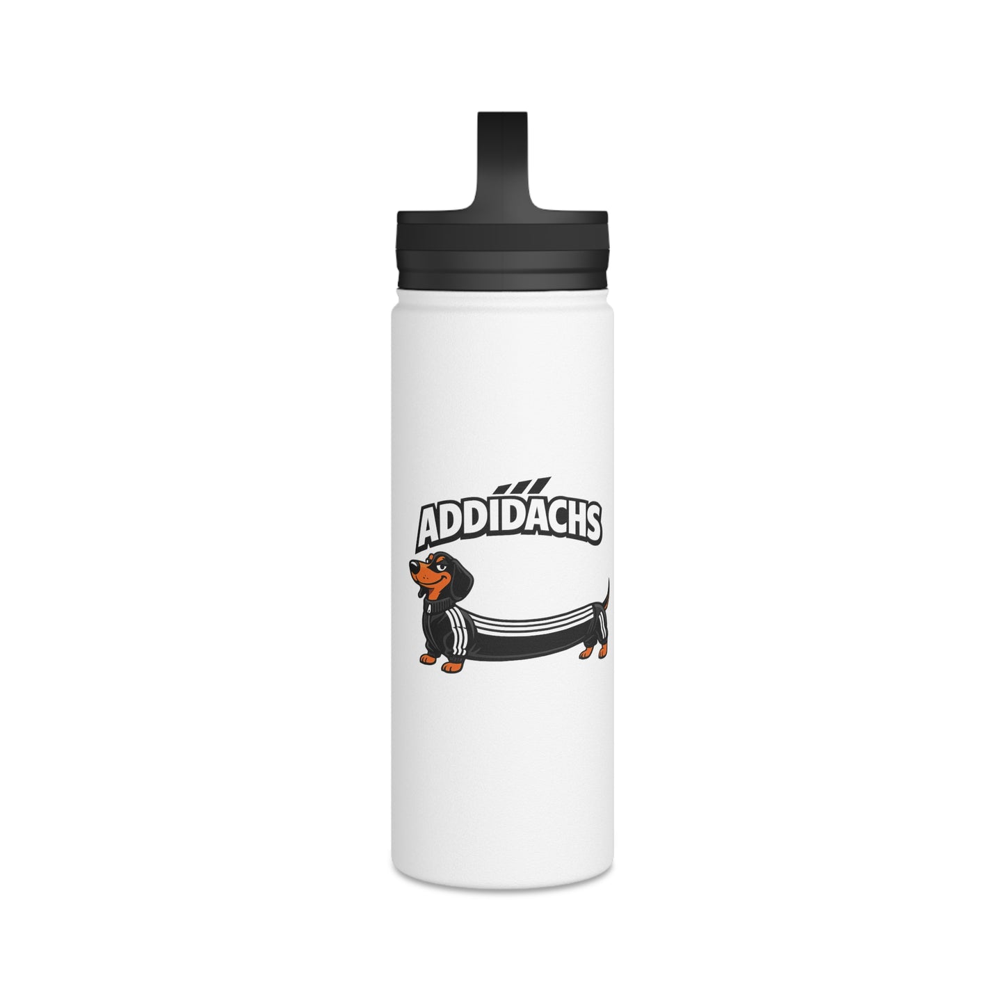 Lustiger Dackel Isolierte Edelstahl Trinkflasche mit Griffdeckel — Witziges Hunde-Motiv Geschenk für Dackelbesitzer & Sportfans
