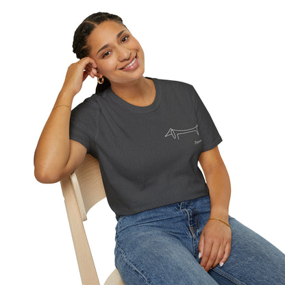 Picasso Dackel T-Shirt – Minimalistische Hundelinie mit Kultfaktor - kleines Motiv