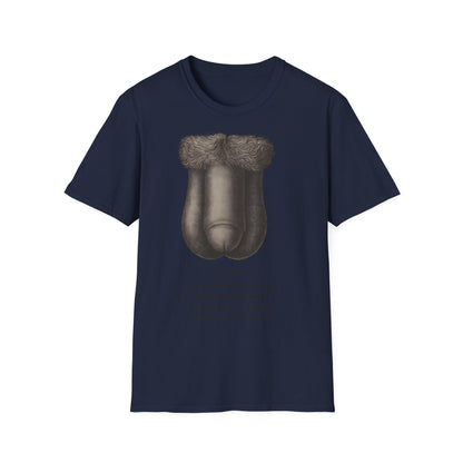 T-Shirt: „Fig. 87 – Die männlichen äußeren Geschlechtsorgane“ – Freches Satire-Design für mutige Statements | True Insights
