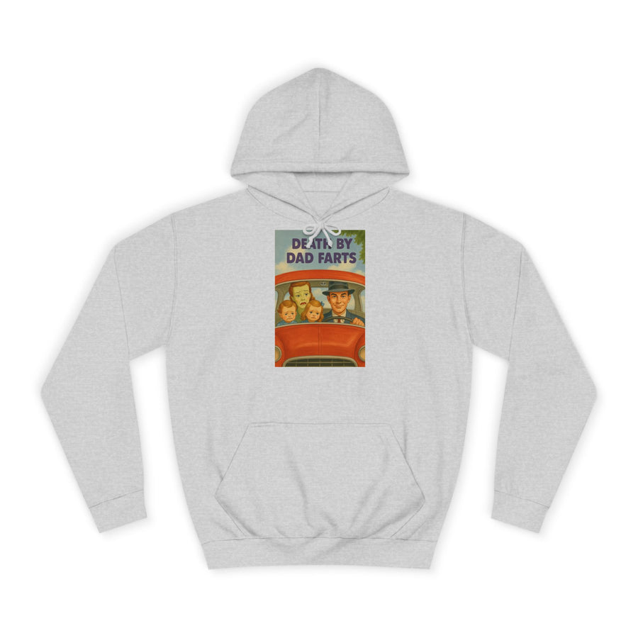 True Insights Death by Dad Farts Hoodie – Retro-Familiendrama mit schwarzem Humor in Heather Grey