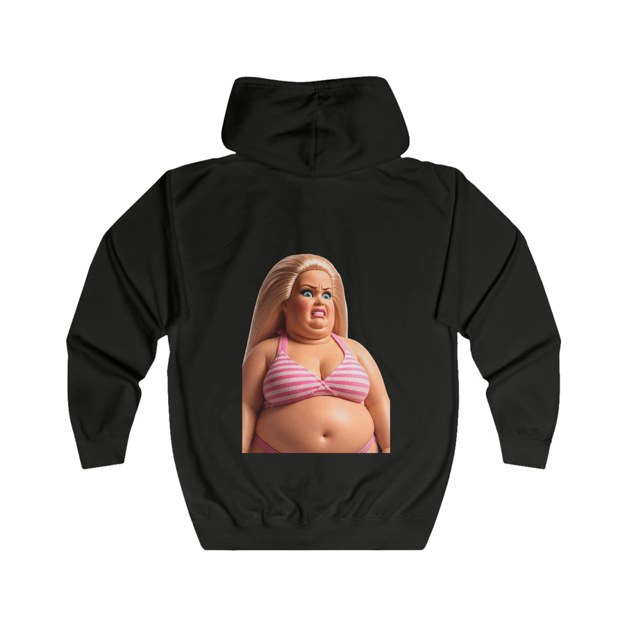 True Insights Genervte Blondine Zip-Hoodie – Lustiges Statement-Motiv mit Bikini-Puppe