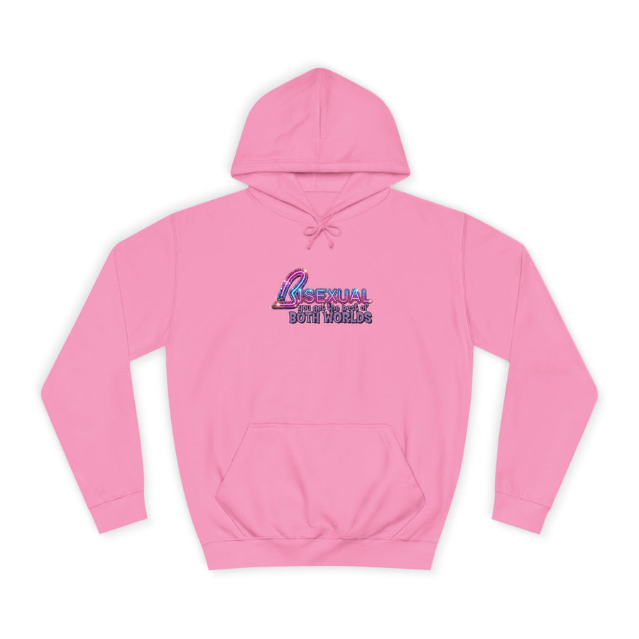 True Insights Bisexual – Best of Both Worlds Hoodie – Glitzer-Motiv für Bi Pride und CSD in Candyfloss Pink