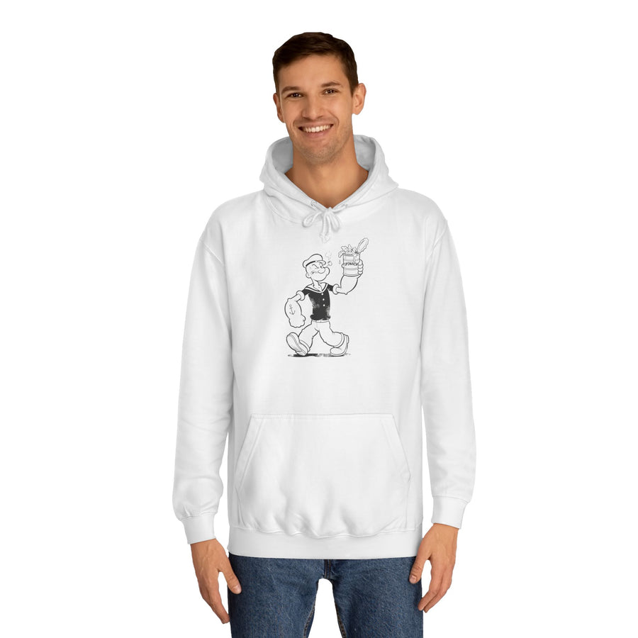 True Insights Hoodie Popeye Spinat Dose Kult Kapuzenpullover Vorderansicht mit Retro Cartoon Motiv