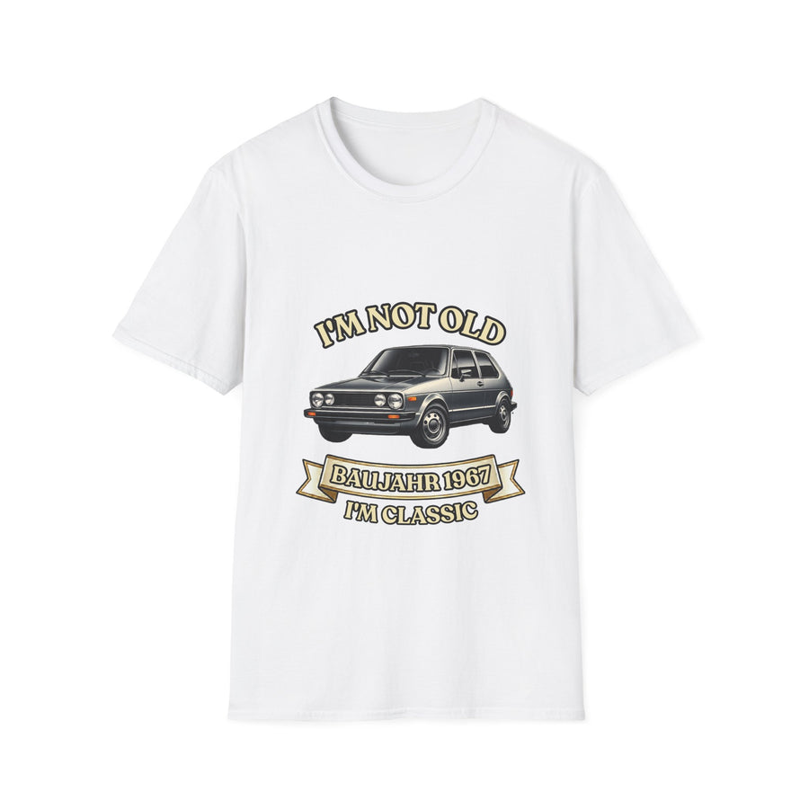 Geschenk zum 60. Geburtstag – T-Shirt Jahrgang 1967 VW Golf – White – Vorderseite