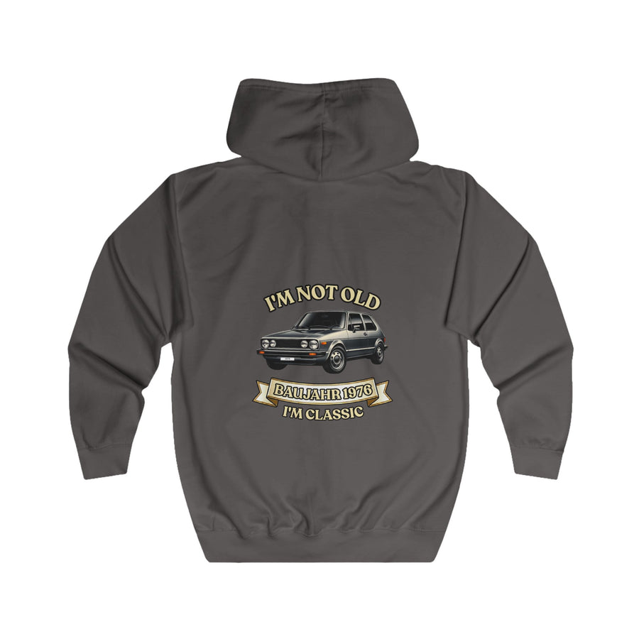 Born in 1976 Zip Hoodie – 50th Birthday Gift | Classic Car
