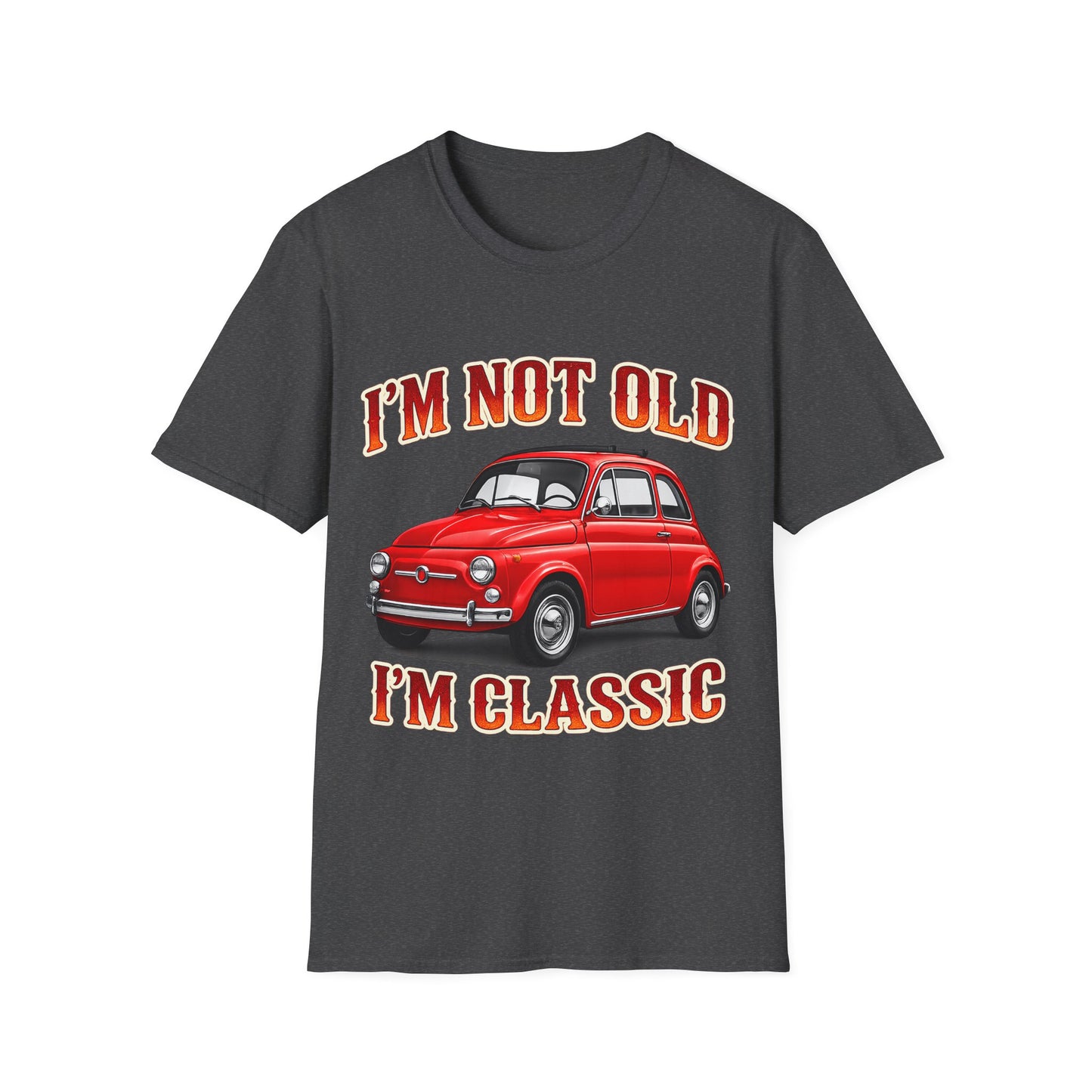 True Insights Retro T-Shirt Oldtimer Kleinwagen Motiv in Dark Heather, Vintage Geschenk für Herren