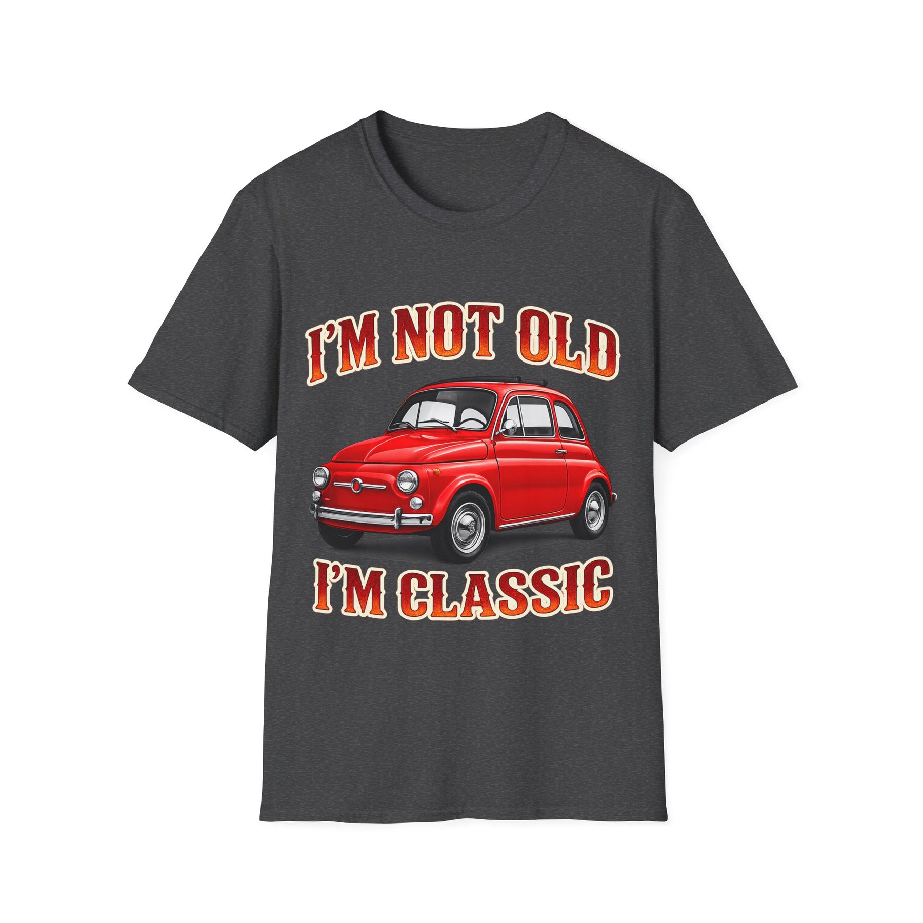 True Insights Retro T-Shirt Oldtimer Kleinwagen Motiv in Dark Heather, Vintage Geschenk für Herren