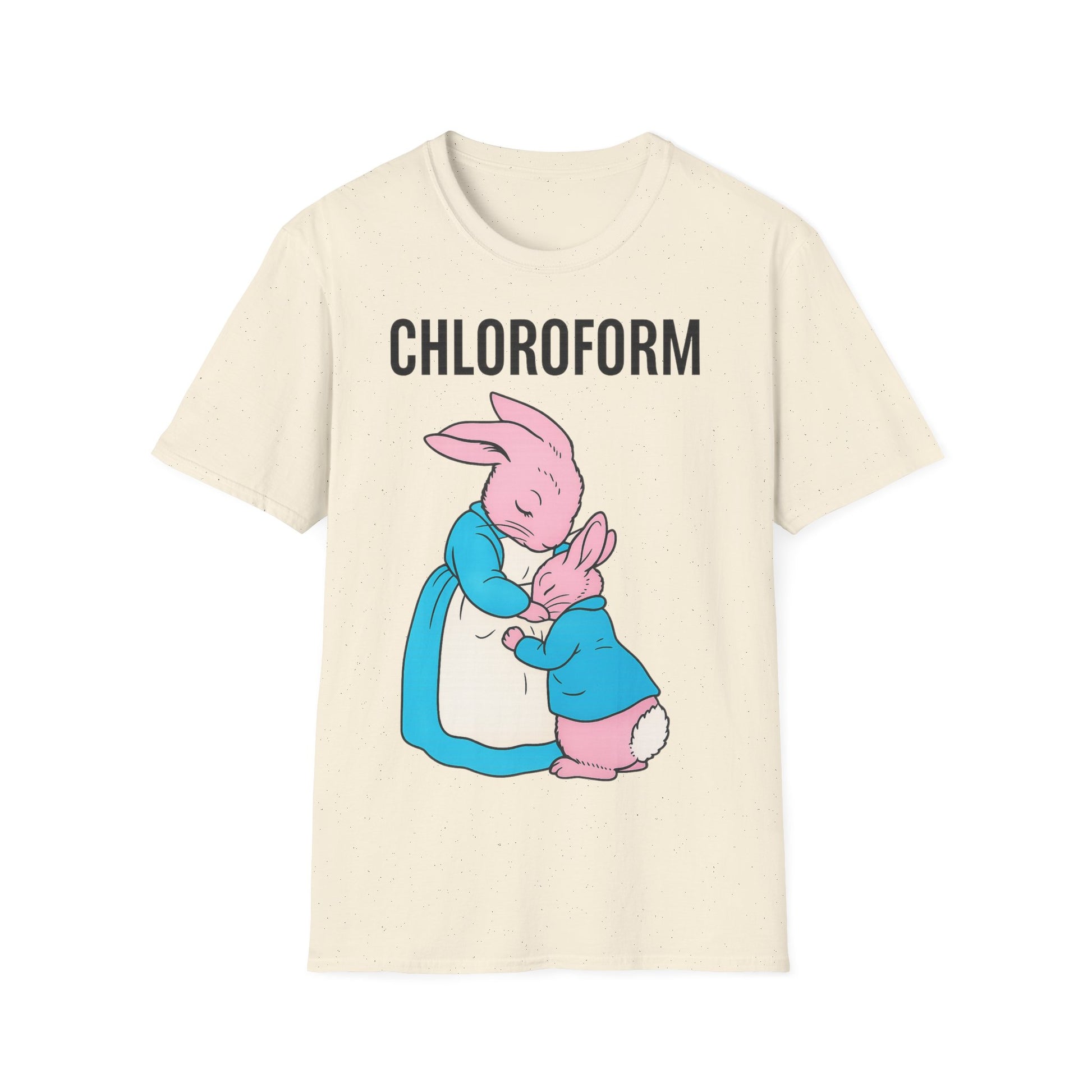 „CHLOROFORM“ – Satirisches Cartoon-T-Shirt mit Kuschelfalle – Freches Satire-Design für mutige Statements | True Insights