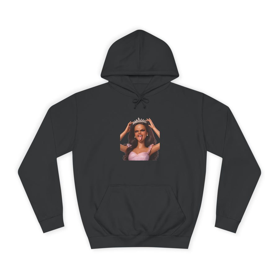 True Insights Barbicore Prinzessin Hoodie – Freches Puppen-Motiv mit Krone und Zunge raus in Jet Black