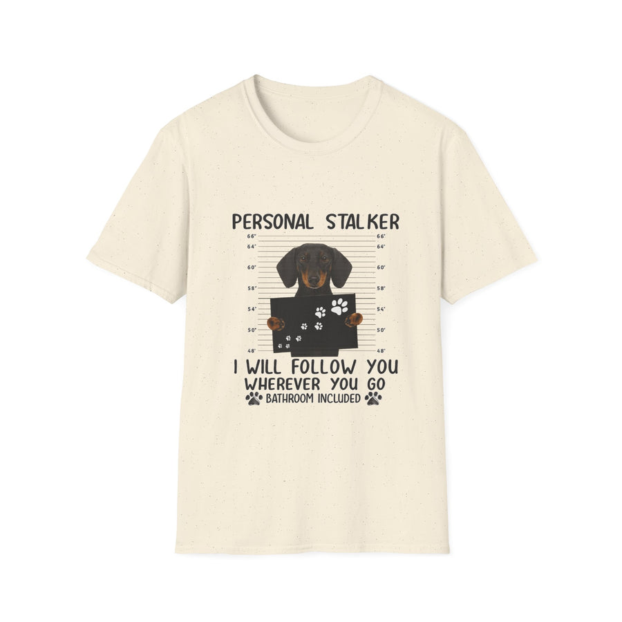 True Insights T-Shirt Dackel Personal Stalker in Natur, Geschenk für Dackelbesitzer