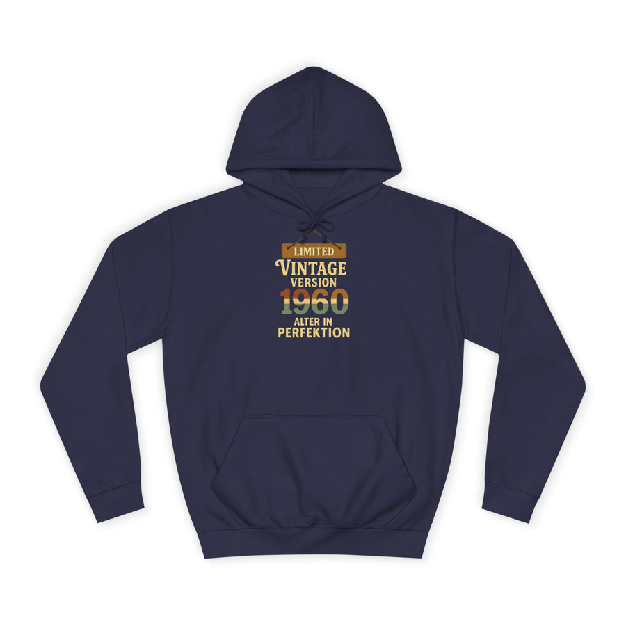 Geschenk zum 66. Geburtstag – Hoodie Jahrgang 1960 Limited Vintage – Oxford Navy – Vorderseite