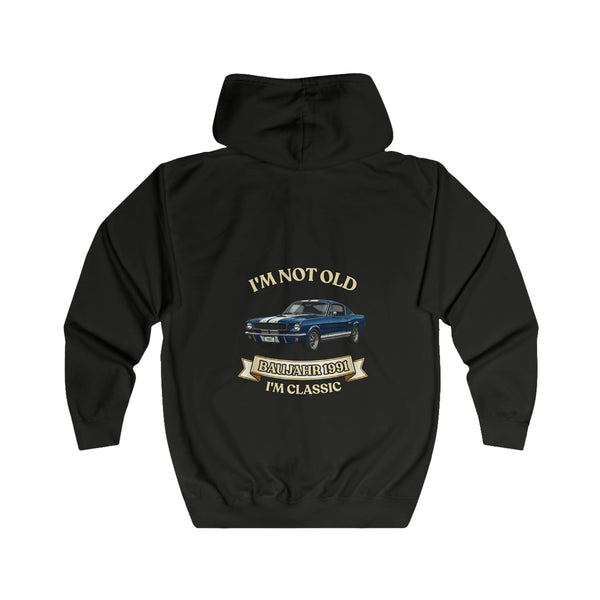 Geschenk zum 35. Geburtstag – Sweatjacke Jahrgang 1991 Muscle Car – Jet Black – Rückenansicht